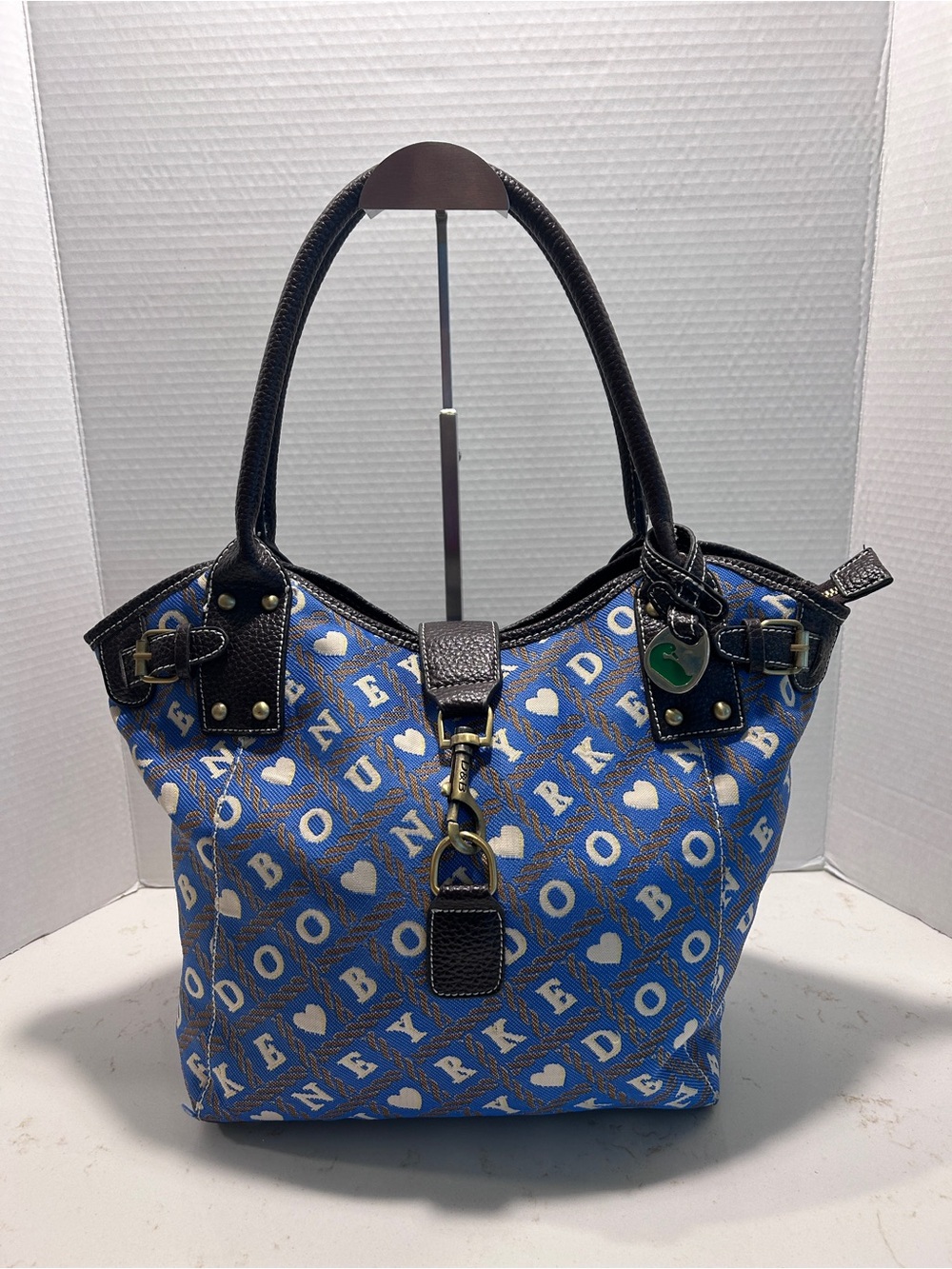 Dooney & Bourke Blue and White Heart Logo Tote